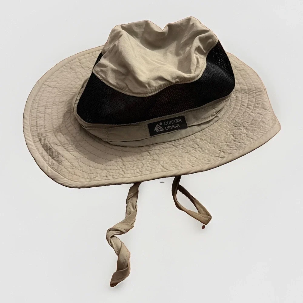 Unisex Dorfman Pacific Solid Hiking Wide Brim Hat M Mesh Cord Sun Protect Nylon
